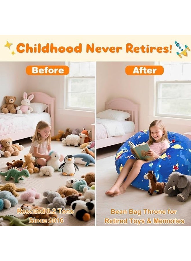 Arabest 18IN / 46CM Soccer Football Stuffed Animal Storage Bean Bag Chair Cover, Premium Velvet Organizer with Zipper Holds 60+ Toys, Washable Kids Room Decor for Toddler Toy Storage Organizer - Image 5